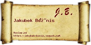 Jakubek Bónis névjegykártya